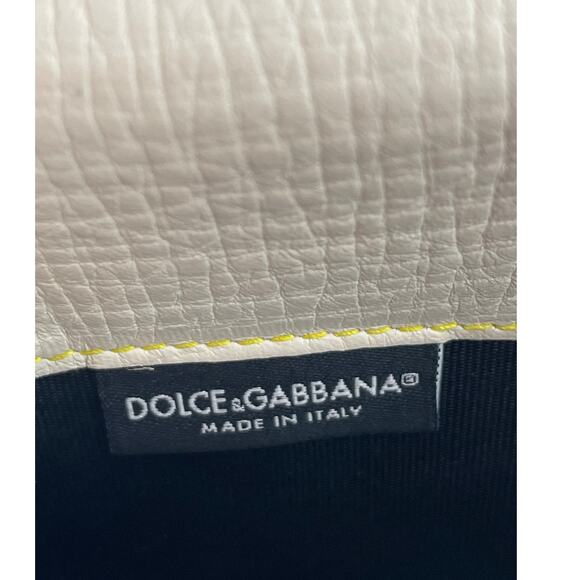 DOLCE & GABBANA Leather Blue Green Sicily Von Bag Cream Interior LIKE NEW - Picture 9 of 10